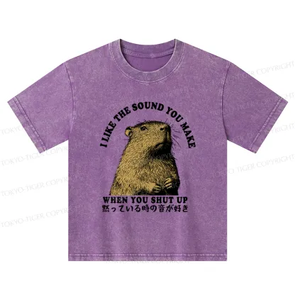 Tokyo-Tiger I Like The Sound Of Silence Kids Washed T-Shirt