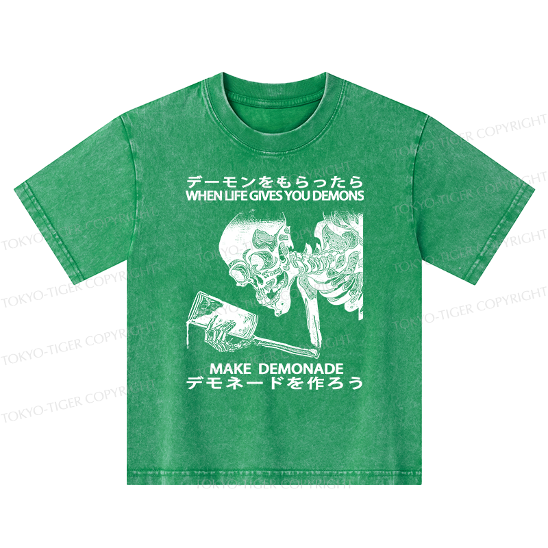 Tokyo-Tiger Make Demonade Funny Kids Washed T-Shirt