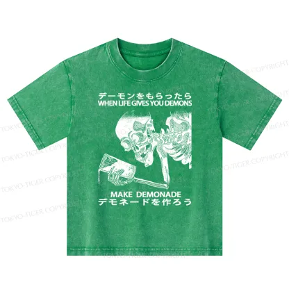 Tokyo-Tiger Make Demonade Funny Kids Washed T-Shirt