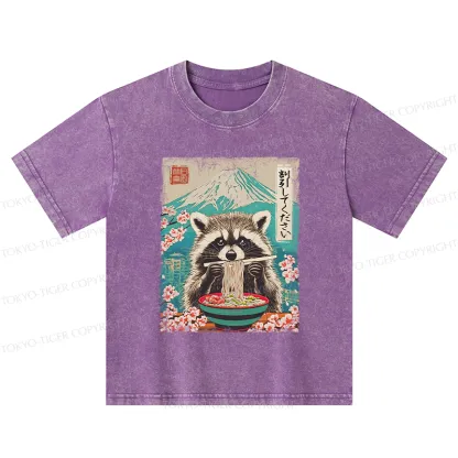 Tokyo-Tiger Please Give Raccoon A Discount Kids Washed T-Shirt