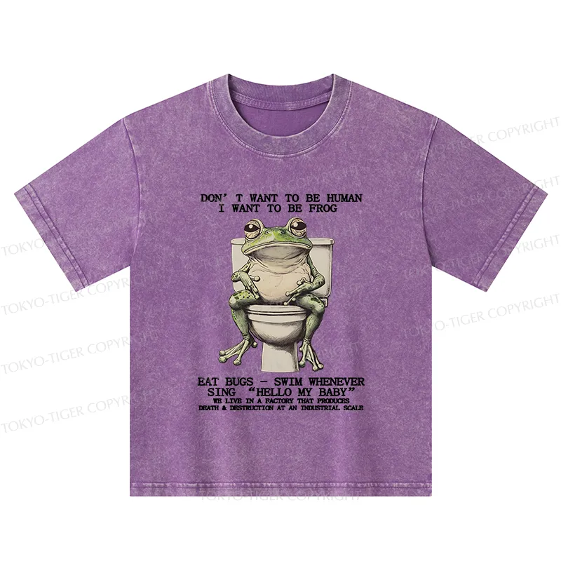 Tokyo-Tiger I Just Want To Be A Frog Kids Washed T-Shirt