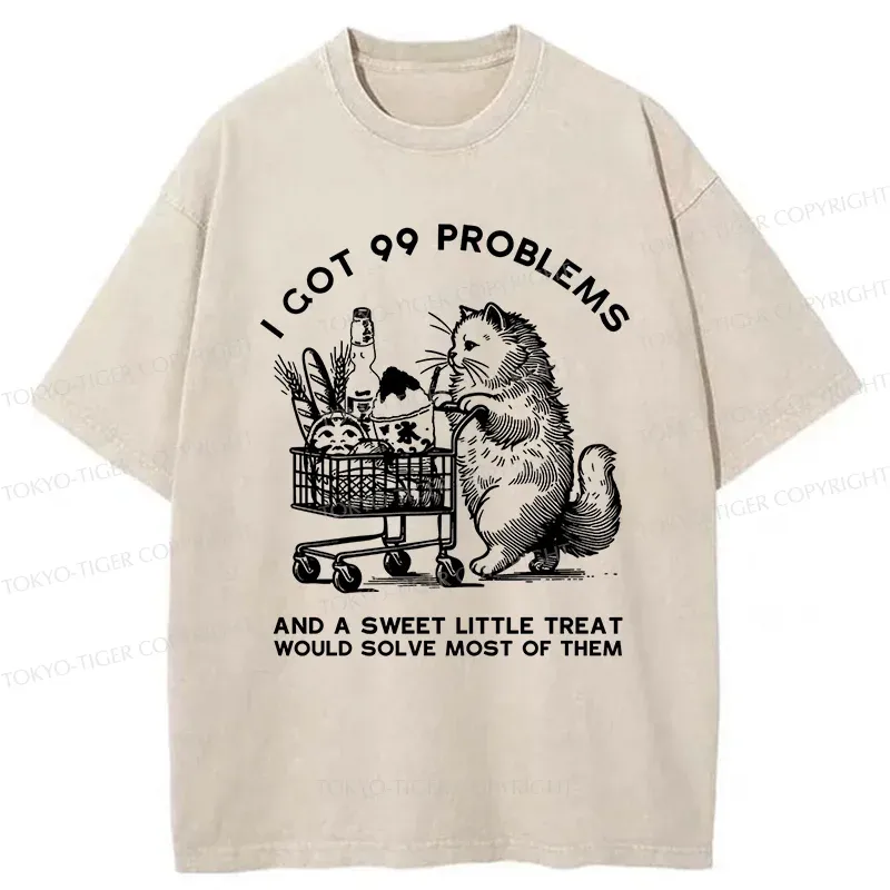 Tokyo-Tiger Cat In Need Of A Snack Washed T-Shirt