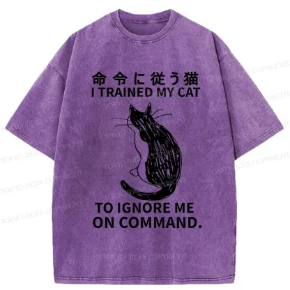 Tokyo-Tiger Cat Obeying Orders Washed T-Shirt