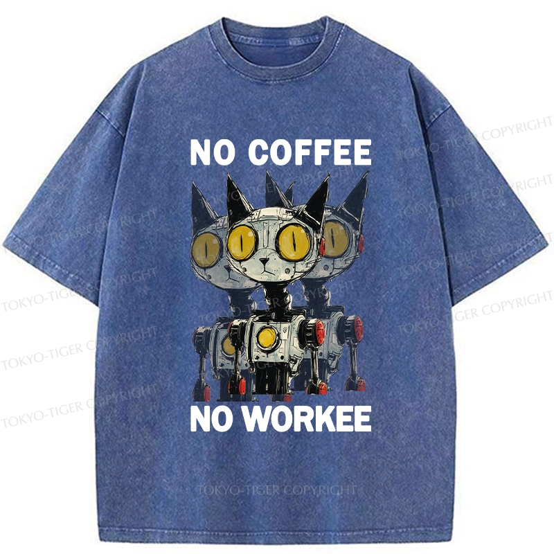 Tokyo-Tiger No Coffee No Workee Washed T-Shirt