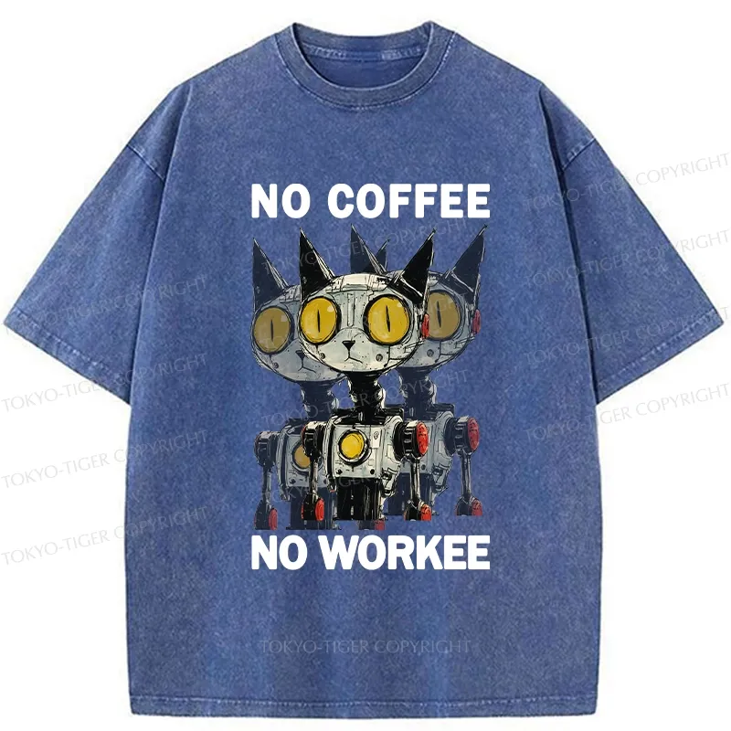 Tokyo-Tiger No Coffee No Workee Washed T-Shirt