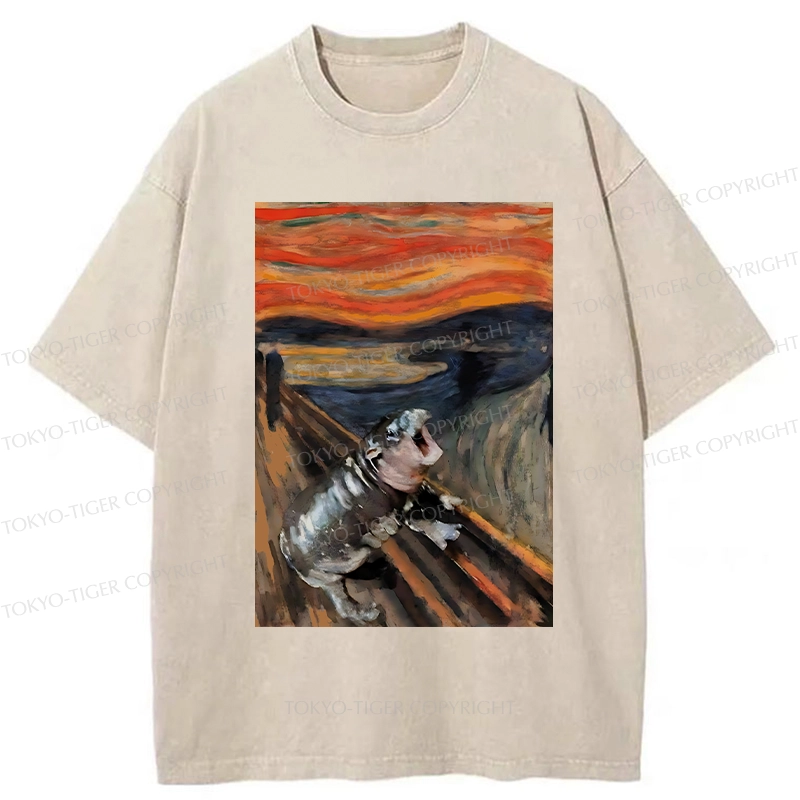 Tokyo-Tiger The Scream Moo Deng Washed T-Shirt