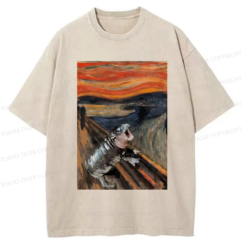 Tokyo-Tiger The Scream Moo Deng Washed T-Shirt