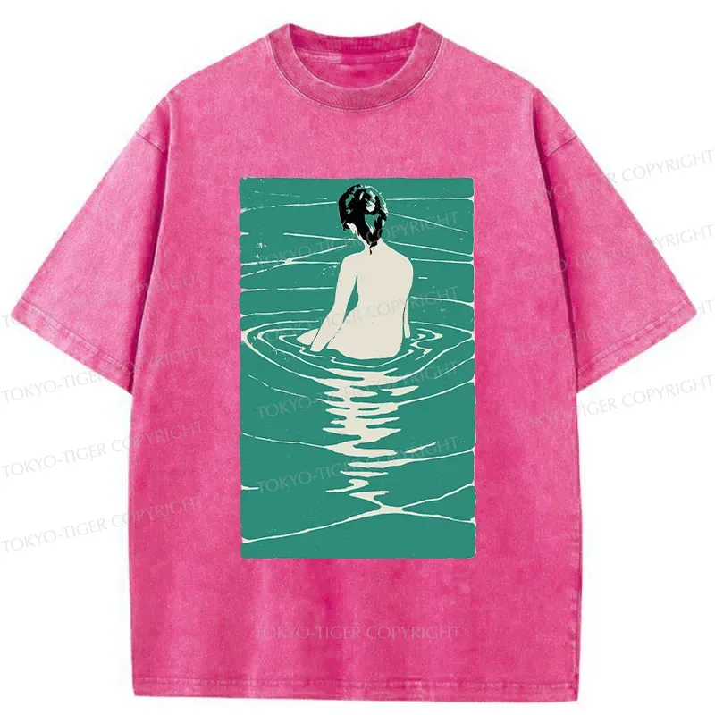 Tokyo-Tiger Woodcut Japanese Art Washed T-Shirt