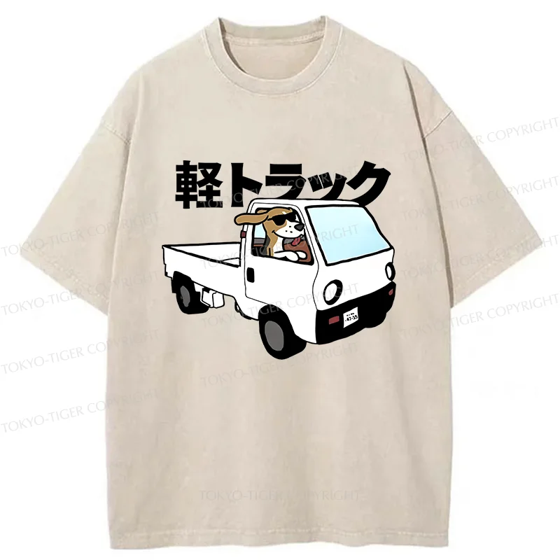 Tokyo-Tiger Beagle Driving A Car Washed T-Shirt