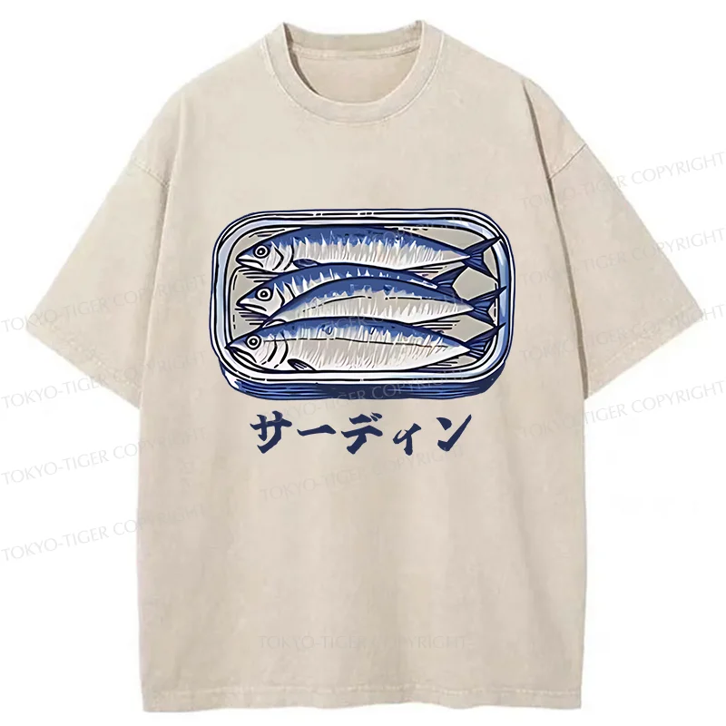 Tokyo-Tiger Sardines Can Vintage Washed T-Shirt