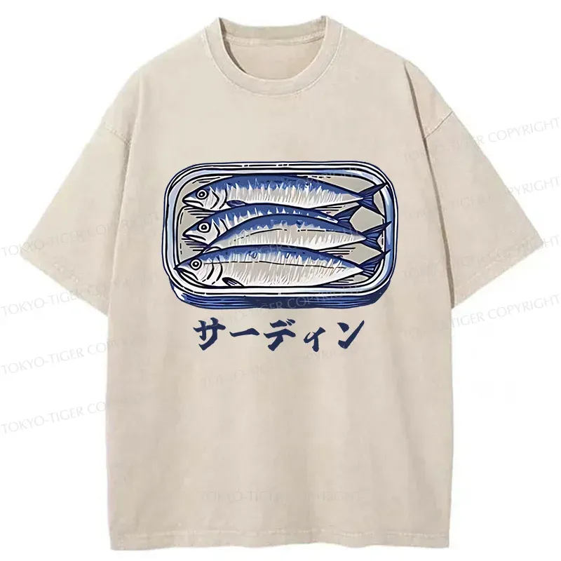 Tokyo-Tiger Sardines Can Vintage Washed T-Shirt