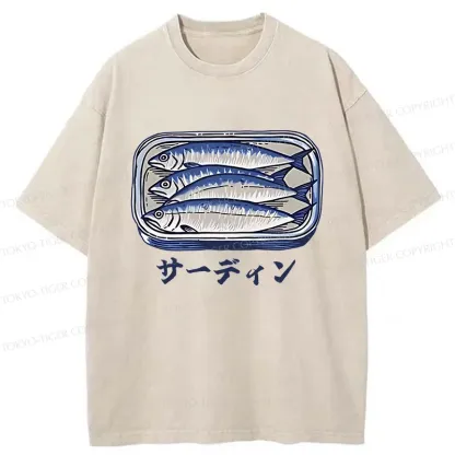 Tokyo-Tiger Sardines Can Vintage Washed T-Shirt