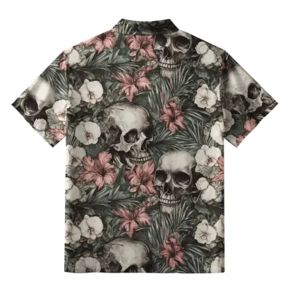 Tokyo-Tiger Skulls And Blooms Button-up Shirt