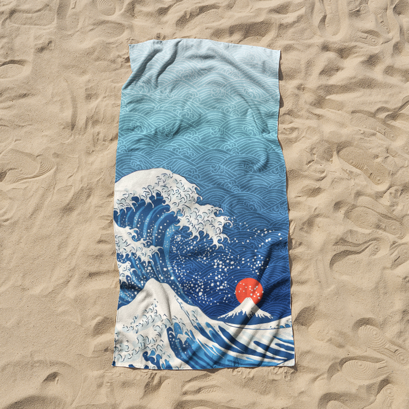 Tokyo-Tiger The Great Wave Off Fuji Beach Towel