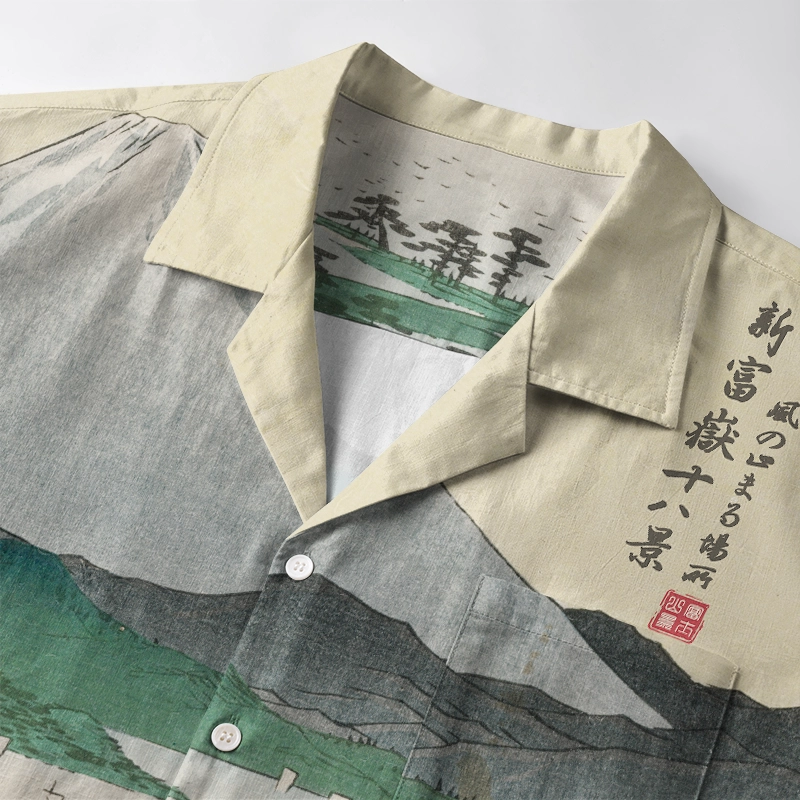 Tokyo-Tiger Cat Overlooking Lakeside View Aloha Hawaiian Shirt