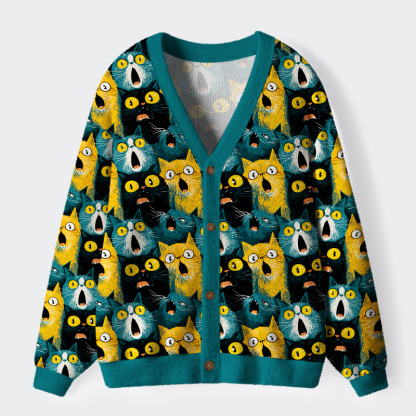Tokyo-Tiger Surprised Cat Ugly Cardigan Sweater