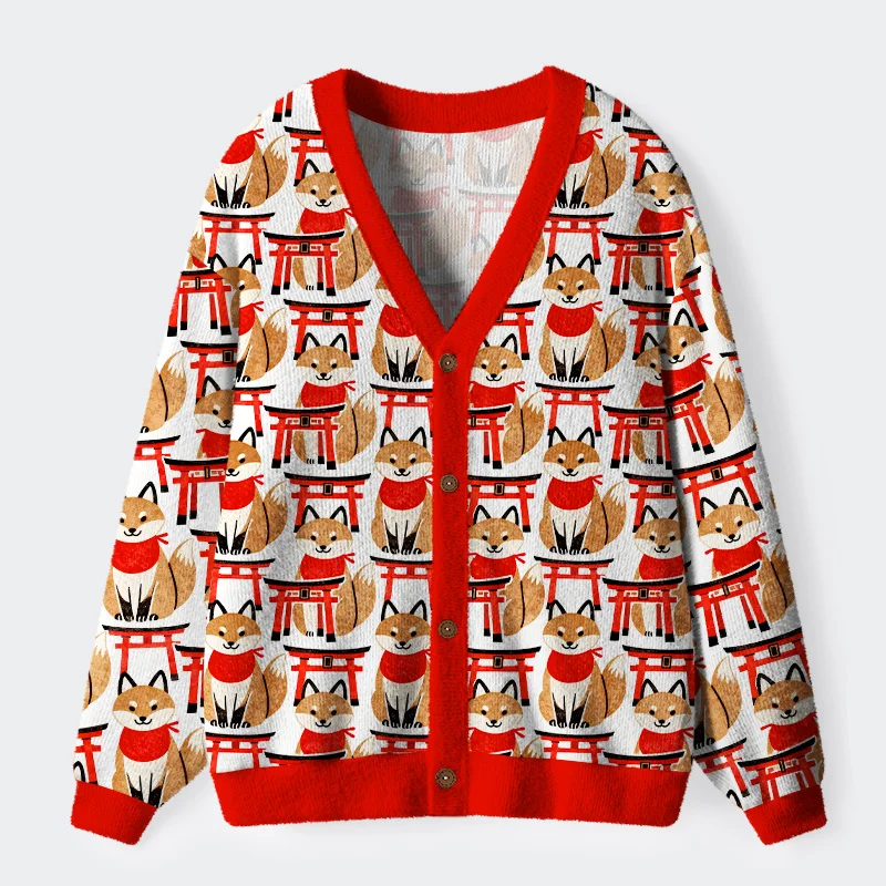 Tokyo-Tiger Fox And Torii Ugly Cardigan Sweater