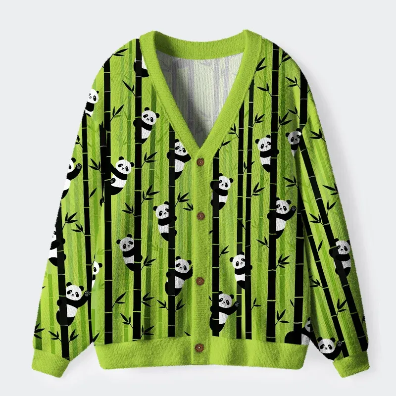 Tokyo-Tiger Bamboo Forest And Panda Ugly Cardigan Sweater