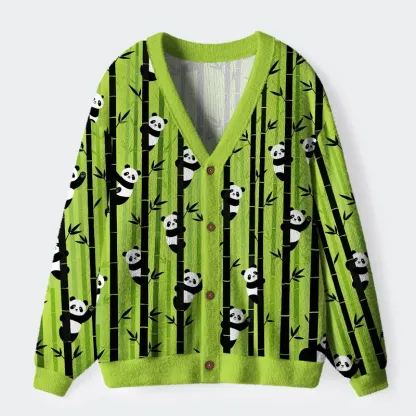 Tokyo-Tiger Bamboo Forest And Panda Ugly Cardigan Sweater