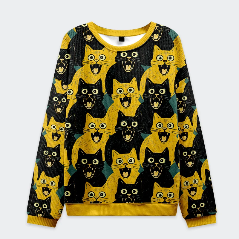 Tokyo-Tiger Yellow Cat And Black Cat Christmas Ugly Sweatshirt