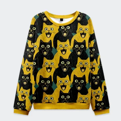 Tokyo-Tiger Yellow Cat And Black Cat Christmas Ugly Sweatshirt