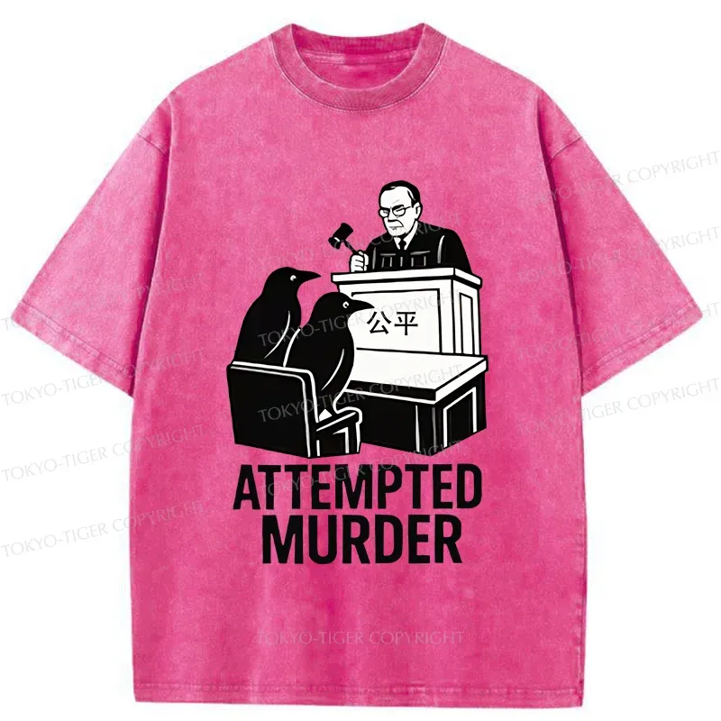 Tokyo-Tiger Attempted Murder Funny Washed T-Shirt