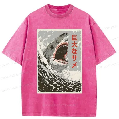 Tokyo-Tiger Huge Shark Washed T-Shirt