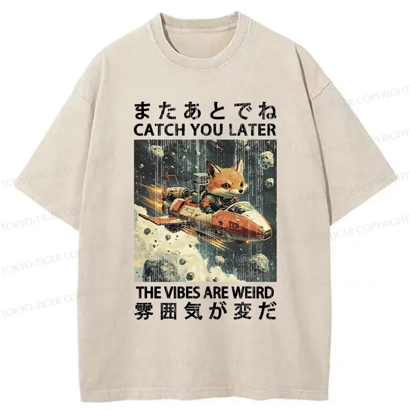 Tokyo-Tiger Fox Astronaut Washed T-Shirt