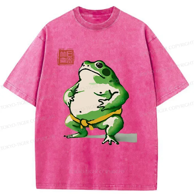 Tokyo-Tiger Frog Sumo Wrestler Washed T-Shirt