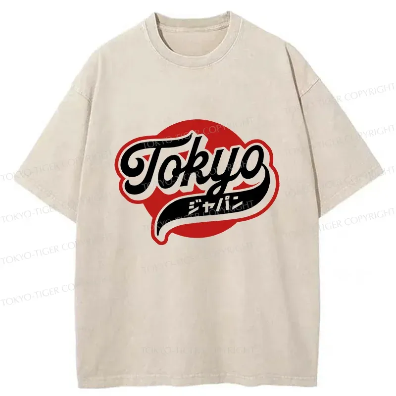 Tokyo-Tiger Tokyo Word Art Washed T-Shirt