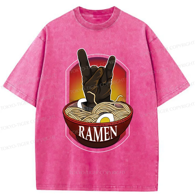 Tokyo-Tiger Ramen Hand Gesture Washed T-Shirt