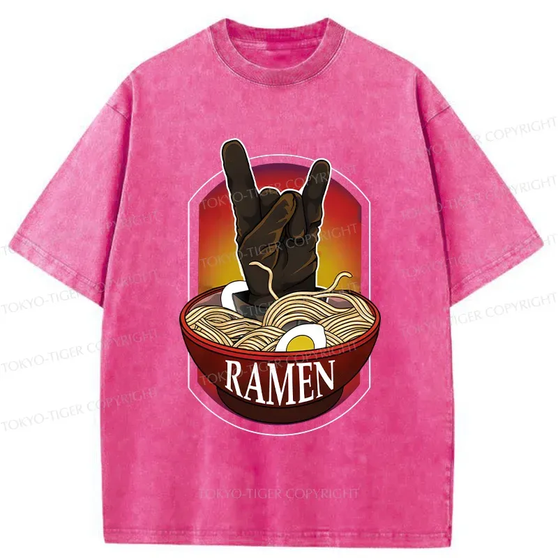 Tokyo-Tiger Ramen Hand Gesture Washed T-Shirt