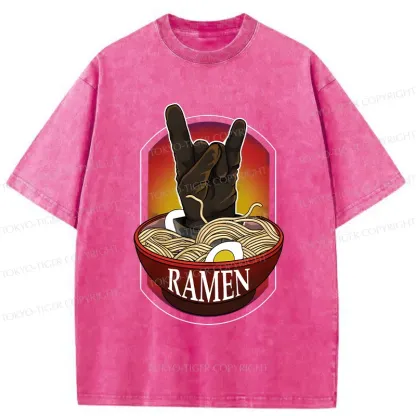 Tokyo-Tiger Ramen Hand Gesture Washed T-Shirt