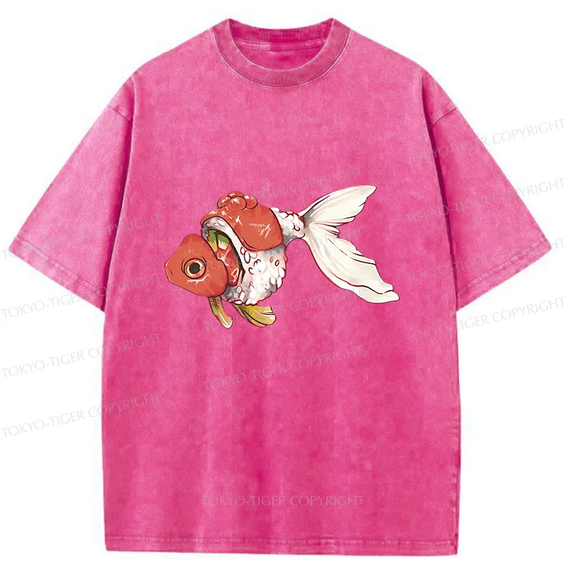 Tokyo-Tiger Goldfish Sushi Washed T-Shirt