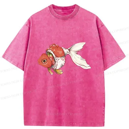 Tokyo-Tiger Goldfish Sushi Washed T-Shirt