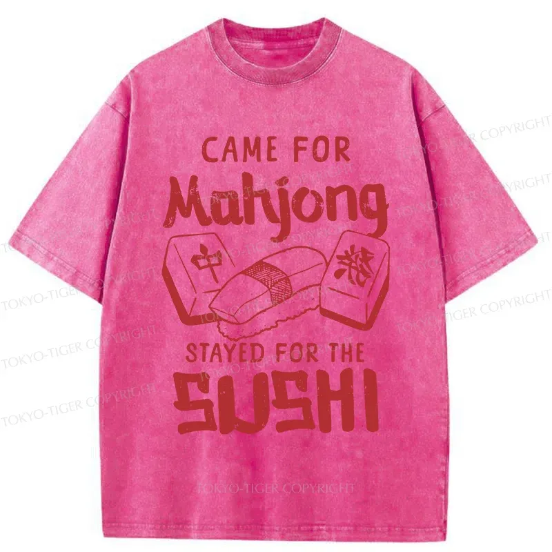Tokyo-Tiger Mahjong And Sushi Washed T-Shirt