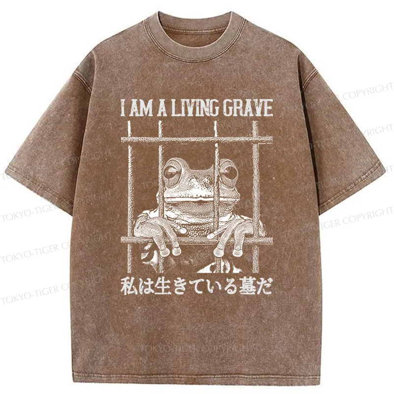 Tokyo-Tiger Funny Frog In Cage Washed T-Shirt