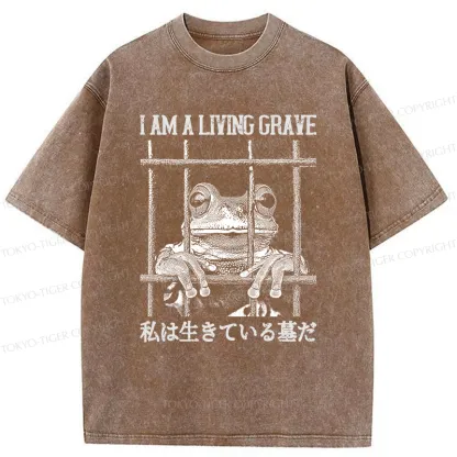 Tokyo-Tiger Funny Frog In Cage Washed T-Shirt