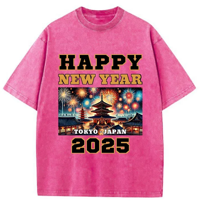 Tokyo-Tiger Happy New Year 2025 Washed T-Shirt