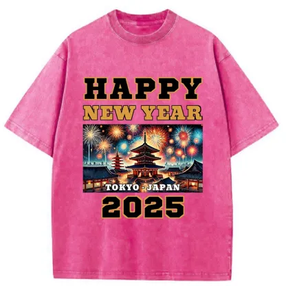 Tokyo-Tiger Happy New Year 2025 Washed T-Shirt