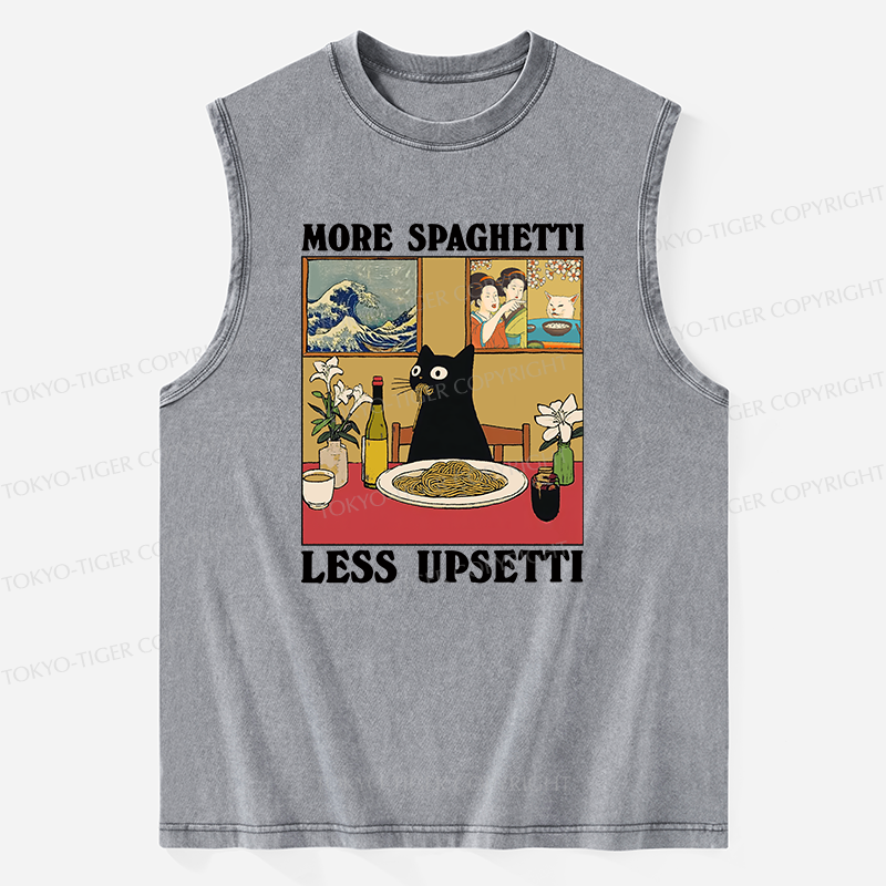 Tokyo-Tiger Cat Eating Pasta Washed Tank