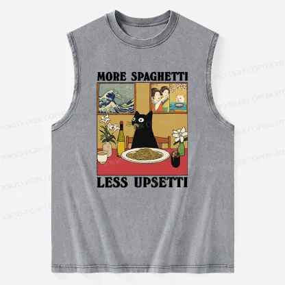 Tokyo-Tiger Cat Eating Pasta Washed Tank