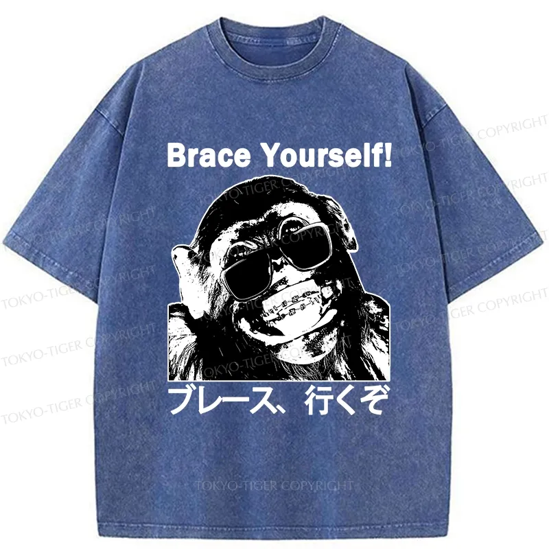 Tokyo-Tiger Brace Yourself Washed T-Shirt