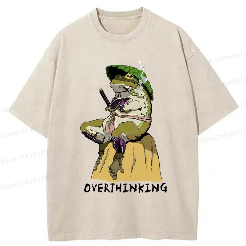 Tokyo-Tiger Overthinking Frog Samurai Washed T-Shirt
