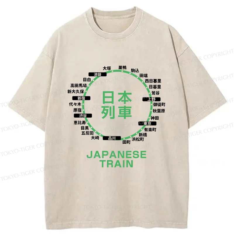 Tokyo-Tiger Japanese Train Stations Washed T-Shirt
