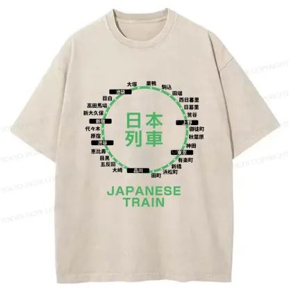Tokyo-Tiger Japanese Train Stations Washed T-Shirt