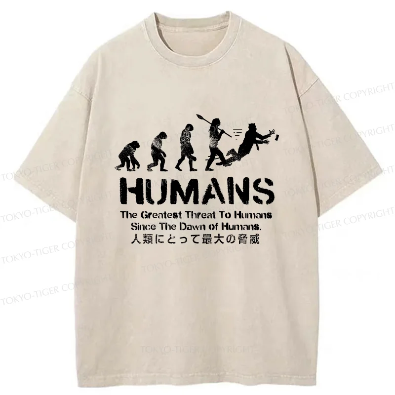 Tokyo-Tiger Greatest Threat To Humanity Washed T-Shirt