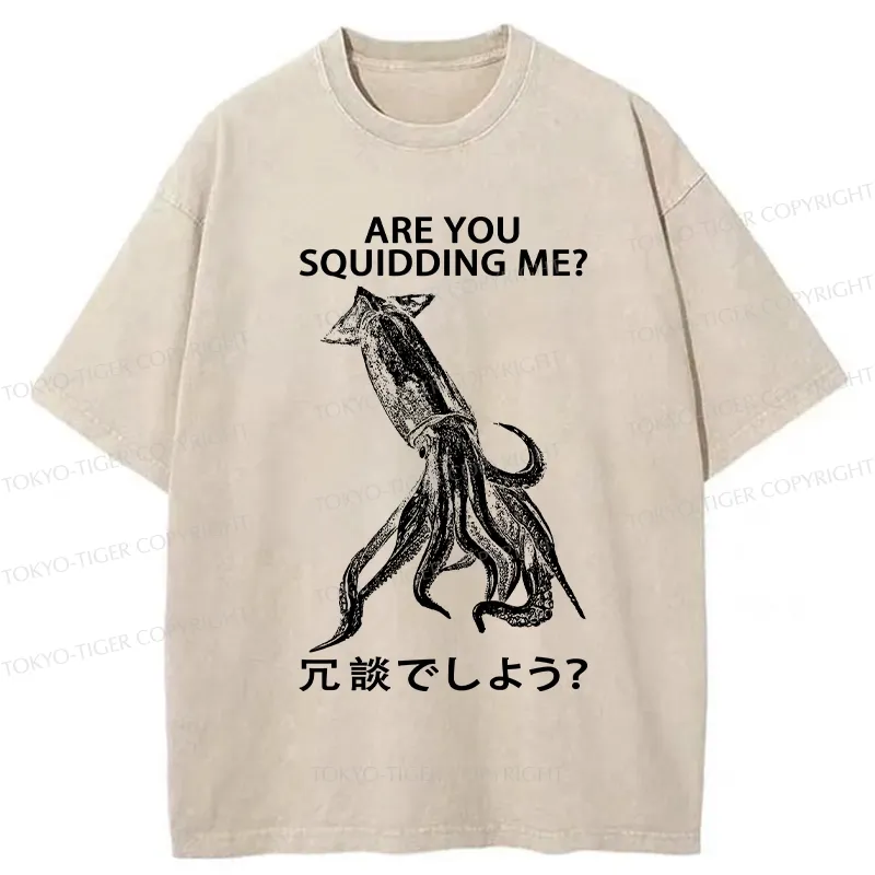 Tokyo-Tiger Are You Squidding Me? Washed T-Shirt