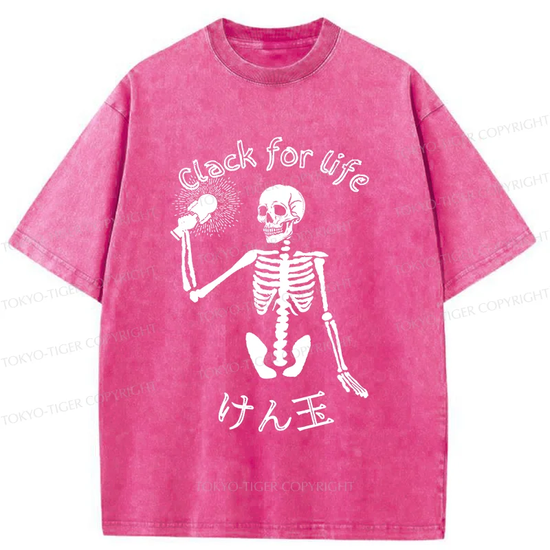Tokyo-Tiger Skeleton Playing Kendama Washed T-Shirt
