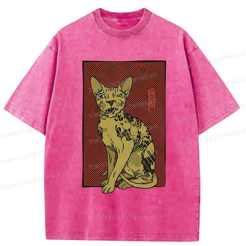 Tokyo-Tiger Japanese Hairless Cat Washed T-Shirt